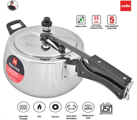 cello Pristine Encapsulated Inner Lid L Inner Lid Induction Bottom  Pressure Cooker