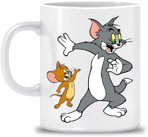 yourkitchen Tom and Jerry Standing White Printed Coffee mug by