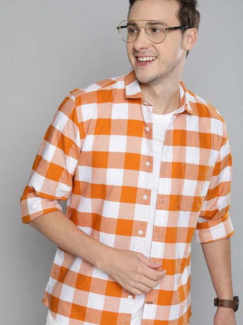 45R/チェックシャツ/ORANGE ○美品○45rpm 45Rインドうすネルのビッグ