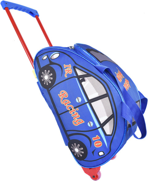 Indian Riders Racing Car Blue Kid's Luggage Child Rolling Suitcase Trolley  Bag (Blue 25 L) Waterproof Trolley