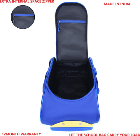 Indian Riders Racing Car Blue Kid's Carry On Luggage Child Rolling Suitcase  Trolley Bag Small Travel Bag (Blue 25 L) Waterproof Trolley