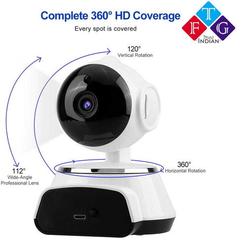 TFG Mini WiFi Wireless CCTV Home Security HD 720P IP Camera Security Camera  P2P Night Vision IR Surveillance Camera V380 Supports up to 64gb SD