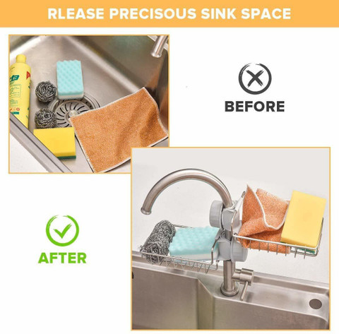 Rustproof Steel Kitchen Sponge Holder – Wall Mount Drying Rack Tray