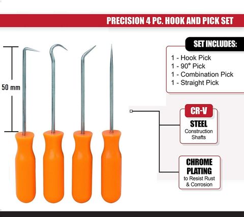 GSK Cut 4-Piece Precision Pick and Hook Set, Car Auto Oil Seal/O-Ring ...