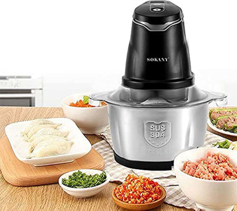 kirfiz Stainless Steel Electric Meat Grinder with Bowl 400W Heavy for  Kitchen Food Chopper, Meat, Vegetables, Onion Garlic Slicer Dicer, Fruit 