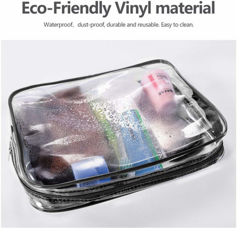 HOUSE OF QUIRK Pack Clear PVC Cosmetic Bags Travel Toiletry Bag Set  Waterproof Zipper Packing Cubes Organizer - Main Image