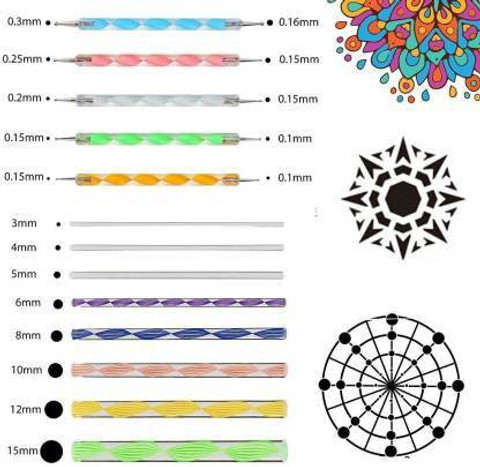 Sabahz Trading 44 Pcs Mandala Dotting Tools Painting Kit Stencils Tool  Set Art Craft Supplies Kits with Tray Brush Zipper Waterproof Bag Pen for 