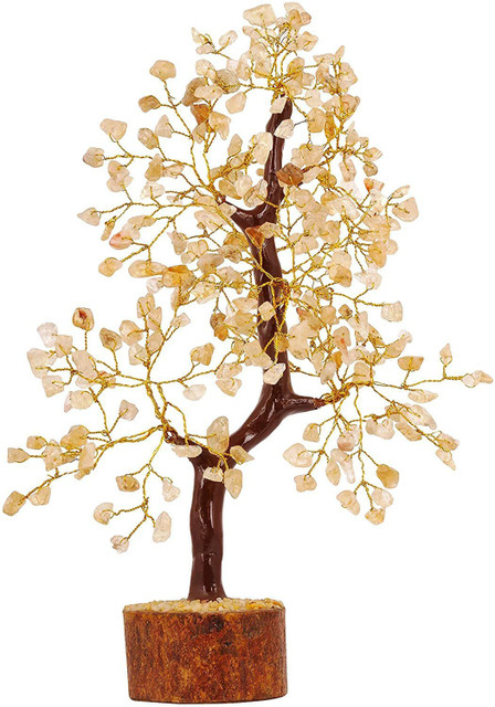 Sawcart Citrine Crystal Bonsai Money Tree Natural Gemstone Feng