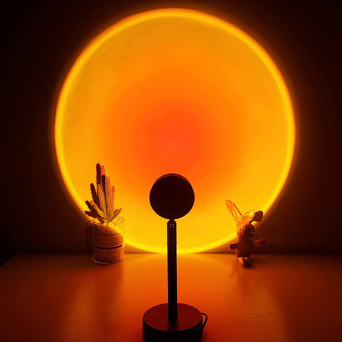 Etrend Sunset Lamp, 180 Degree Rotation Sunset Projection Lamp, Colors  Romantic Visual Led Projector Night Light with USB Modern Floor Stand  Living