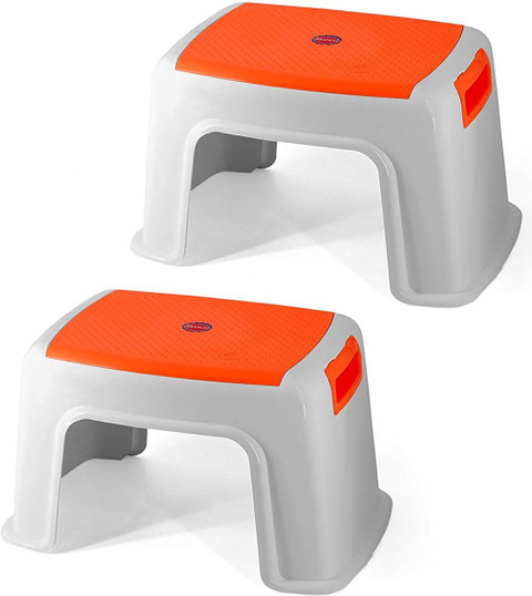 Branco Bathroom Plastic Stool Toto (White Orange) Bathroom