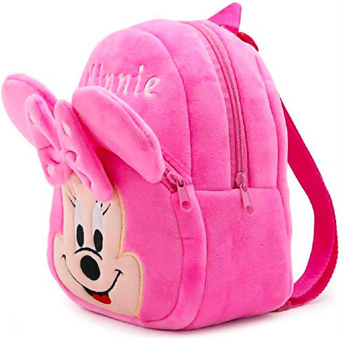 STYLAVIA Kids School Bag Combo of Mickey and Minnie Cartoon Baby Boys/Girls  Plush Bag (Pink/Red, 11) Backpack