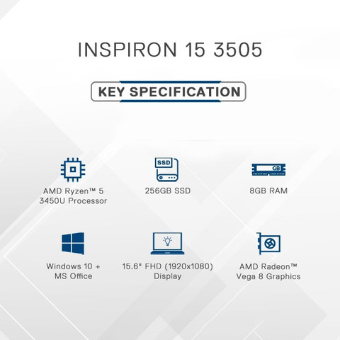DELL Inspiron AMD Ryzen Quad Core 3450U (8 GB/256 GB SSD/Windows 10)  Inspiron 3505 Laptop
