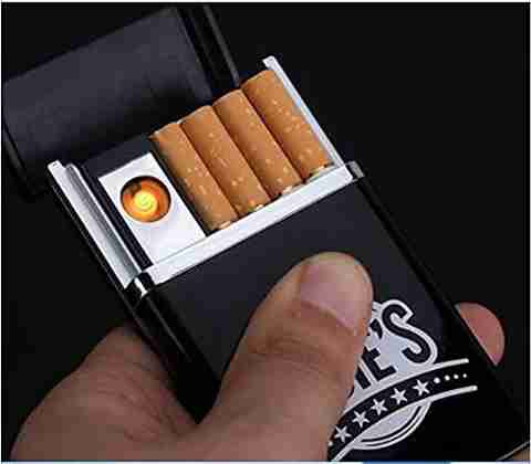 Eyuvaa Stylish Cigarette Case with Lighter, 2 in 1 USB Lighter Cigarette Box  for Men Pocket Lighter Price in India