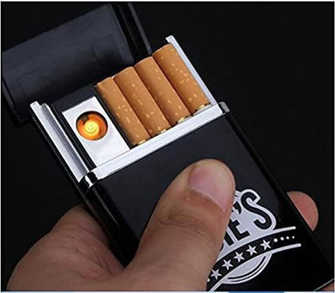 Eyuvaa Stylish Cigarette Case with Lighter, 2 in 1 USB Lighter Cigarette Box  for Men Pocket Lighter Price in India
