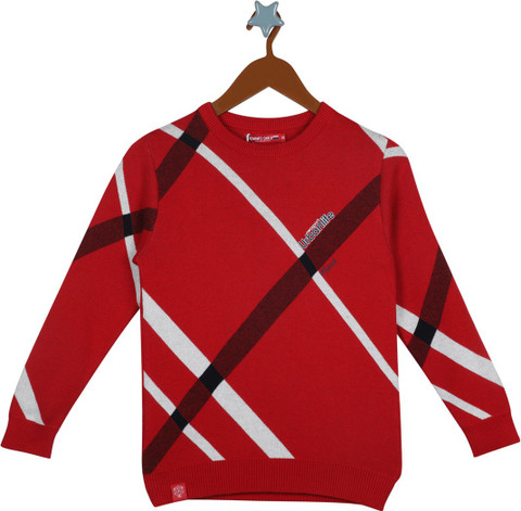 MONTE CARLO Self Design Round Neck Casual Boys Red Sweater Buy