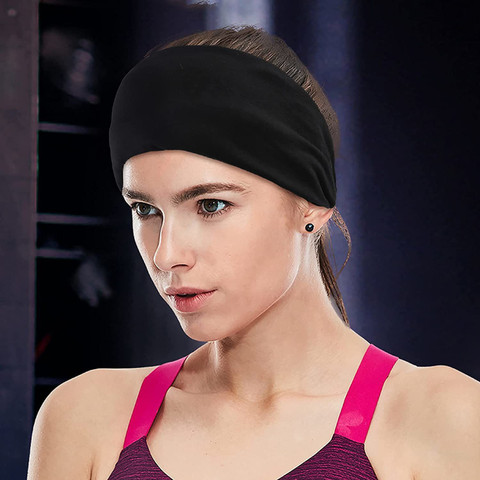 MAALIK Black Headband, Wide Headbands for Women Fashion Sweatbands Sports  Thick Headbands for Running, Yoga, Workout Head Band