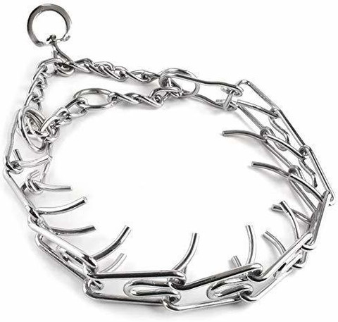Rvpaws Stainless Steel Chrome Plated Prong Collar for Dogs 22 inch, dogs,  Stainless Steel, (Pack of 1) Plain Dog Collar Charm