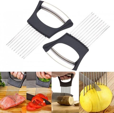 Cheers.US Onion Slicer, Onion Cutter Holder, Lemon Potato Tomato Slicer, Vegetable Stalking Fork, Meat Tenderer, Stainless Steel Kitchen Slicer For Slicing Onions,Avocados,Eggs