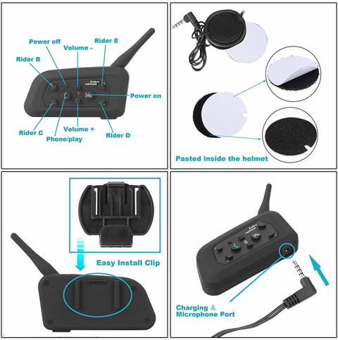acube mart VNETPHONE V6 Bluetooth Helmet Intercom for Riders