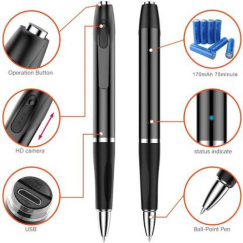 SATTOBISION 4k Pen Camera Full HD 1080p Video and Audio Recording Mini  Pen Body Camera Lens Cover Portable HD Video Recorder BPR6 Ball Pen Spy  - Main Image