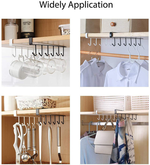 KolorFish Cup Kitchen Rack Steel Mug Hooks Under Cabinet Coffee