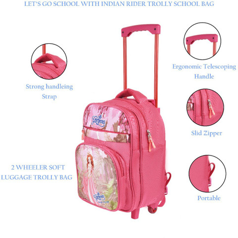 Indian Riders BARBEE GORGEOUS girl School Kids Trolly Bag (16 Inches)-  Queen Pink (Multicolor, 25 L) Waterproof Trolley