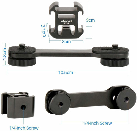 Hiffin Ulanzi PT-3 Triple Cold Shoe Mounts Plate Microphone