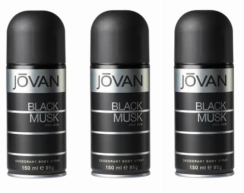 Jovan Black Musk Deodorant Body Spray For Men 150ML Each (Pack of