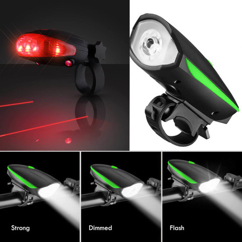 NSV Rechargeable cycle Light Horn With Tail Laser Light In
