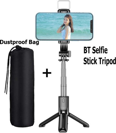 POZUB Top Hot Selling Bluetooth Selfie Stick Tripod With Fill Light  +Dustproof Bag Wireless Detachable Remote, 360°Rotation, PZBL03 Selfie  Stick And