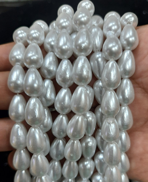 The Unique ® 10mm Drop Shape White Colour Pearl Moti Pearl Beads