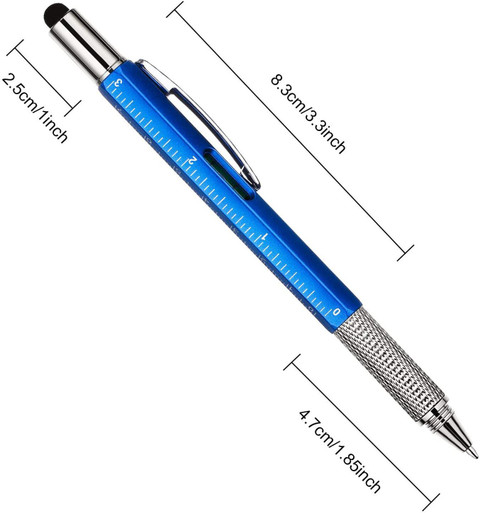 Vinayakart Ballpoint Pen Ruler Level Screwdriver Flathead Bit Slotted  screwdriver BLUE Multi-function Pen