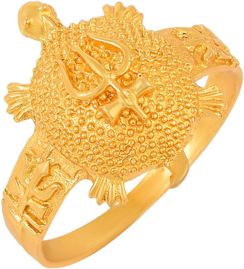 morir Gold Plated Brass Shiva Trishul Damru Symbol On Back of