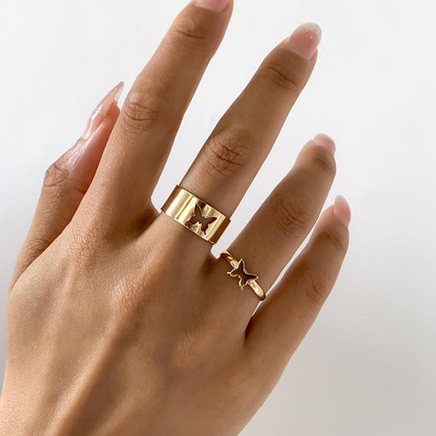 vien Gold Color Butterfly Rings For Women Men Lover Couple Ring