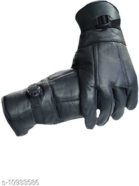 srijan Leather winter warm Snow Proof Gloves men women for Bike