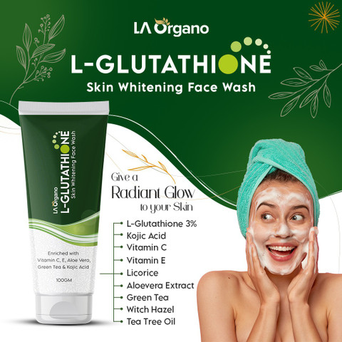 is glutathione good for hyperthyroidism LA Organo L-Glutathione Skin Whitening & Brightening enriched with Kojic  Acid & Green Tea Face Wash