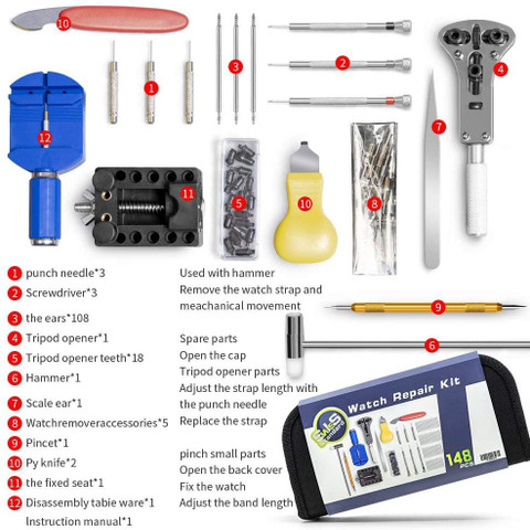 A&S TOOLSHOP 148 PCS Professional Watch Repair Tool Kit Incl