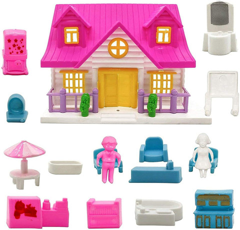 OneStoreIndia Handcrafted Doll House Toy Set Fully Furnished for