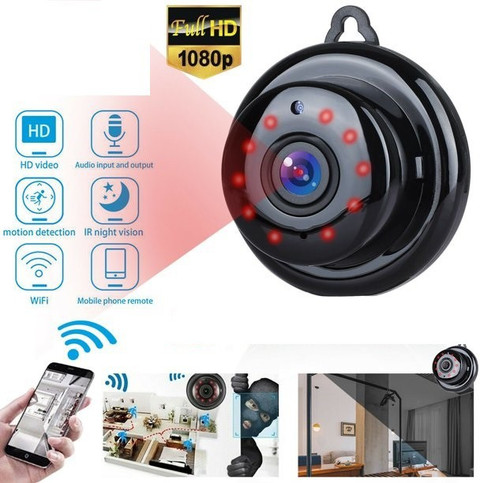 CTRZQ Mini Home Security Camera with Audio and Video Live Feed WiFi with  Cell Phone App Wireless Recording 1080P HD Smart Cam Wireless Night Vision 