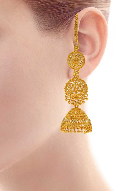 Buy Dzinetrendz Brass Gold Kan chain Jhumka