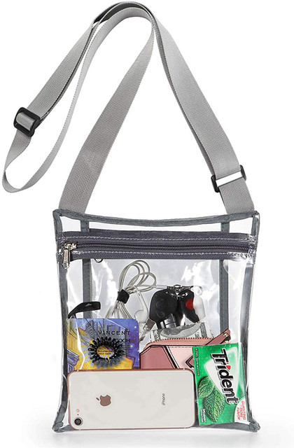 Lify Grey Sling Bag Crossbody Clear Plastic Purse- Grey