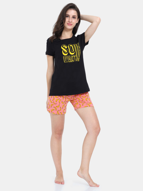 FRUIT OF THE LOOM Women Printed Multicolor Top Shorts Set Price