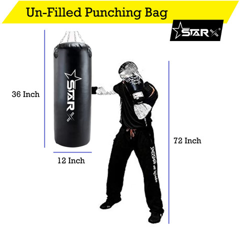 STARX Home Gym Fitness Accessories with Push bar,Gym Bag,and Black Unfilled  Punching Bag Boxing Kit