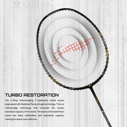 LI-NING Turbo Charging Z Drive Carbon Black, Gold Strung Badminton
