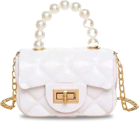 SCRE:EN ＜MINI SHOULDER BAG＞　white Women Textured Handheld Bag | PU