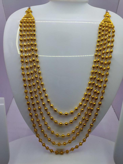 Lucents Layered Matar Mala Chain Necklace for Women Girls Gold - Main Image