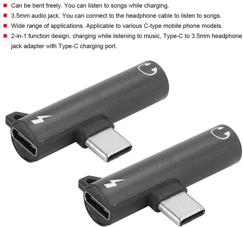 SANNO WORLD Black USB C Charger, Headphone Jack Adapter Type?C to