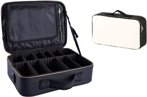 TOURTIER Cute Large Cosmetic Travel Makeup Bag for Women Men Makeup Case  Professional Cosmetic Train Case Organizer with Adjustable Dividers For