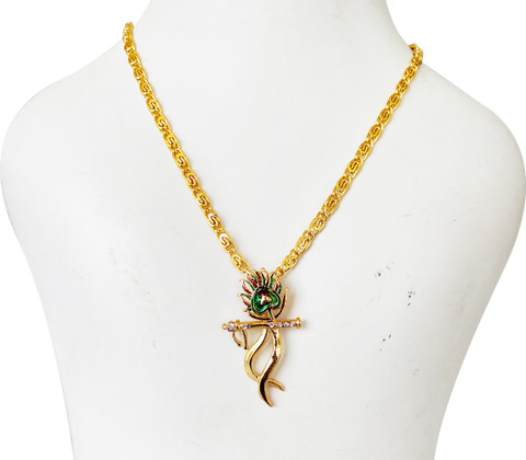 dewiss Latest Gold Plated Excellent Quality Lord Krishna flute Pendant  design Micro Polish Pendant With Chain For Girls And Boys Gold-plated  Alloy,