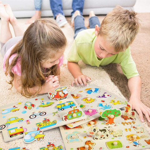 GSrenyu 8 Packs Wooden Jigsaw Puzzles For Kids,Toys For 2 3 Year Old